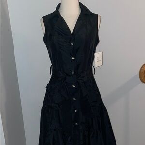 Chic Black Button-Down Midi Dress